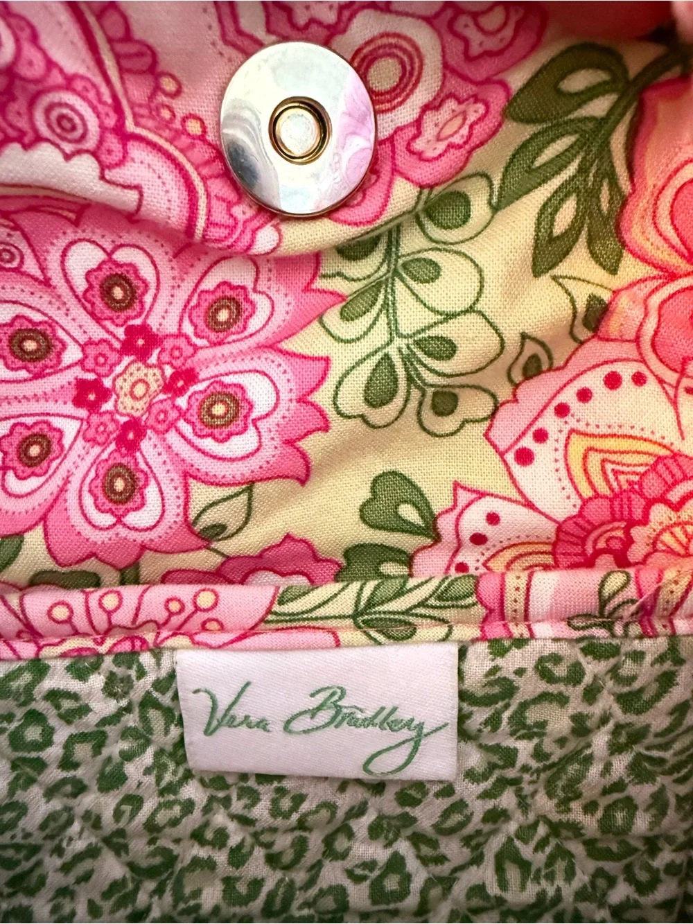 Vera Bradley Pink & Green Floral Quilted Shoulder Tote (RARE)